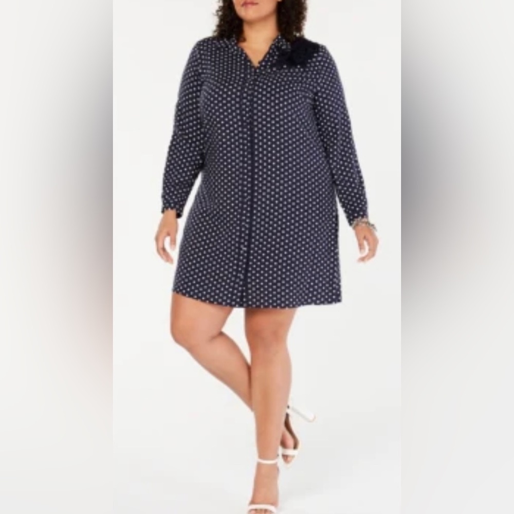 MSK women’s Embellished Polka-Dot Dress Navy White XL like New 🎁ON SALE